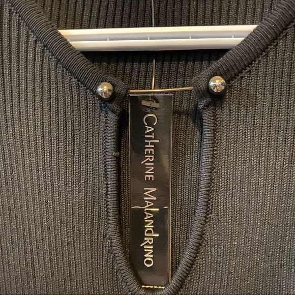 NWT Catherine Malandrino black fitted ribbed long sleeve sweater medium - Picture 4 of 8